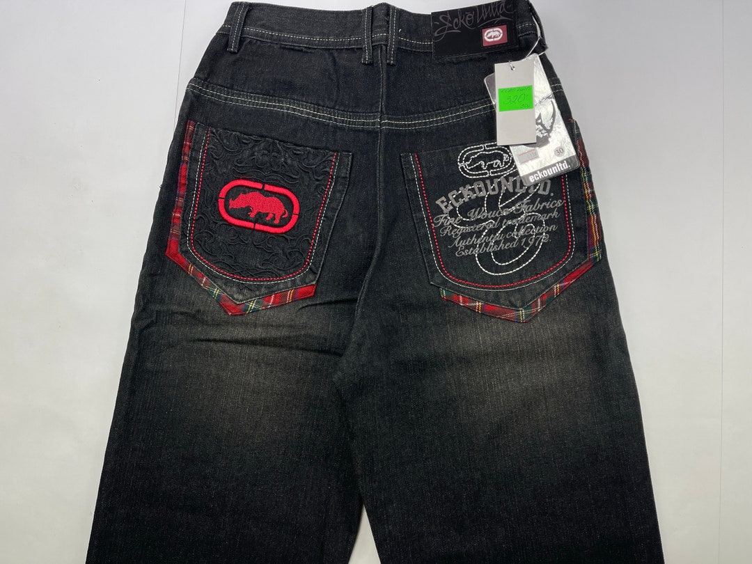 Ecko Unltd Jeans Black Vintage Baggy Pants Deadstock 90s Etsy