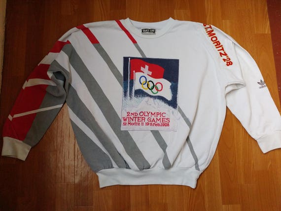 hip Vintage vêtements hommes Moritz crewneck Adidas rouge Jeux olympique 1928 pull80 école s vieille d’hiver St XL hoptaille Sweatshirtveste QrBodCWxe