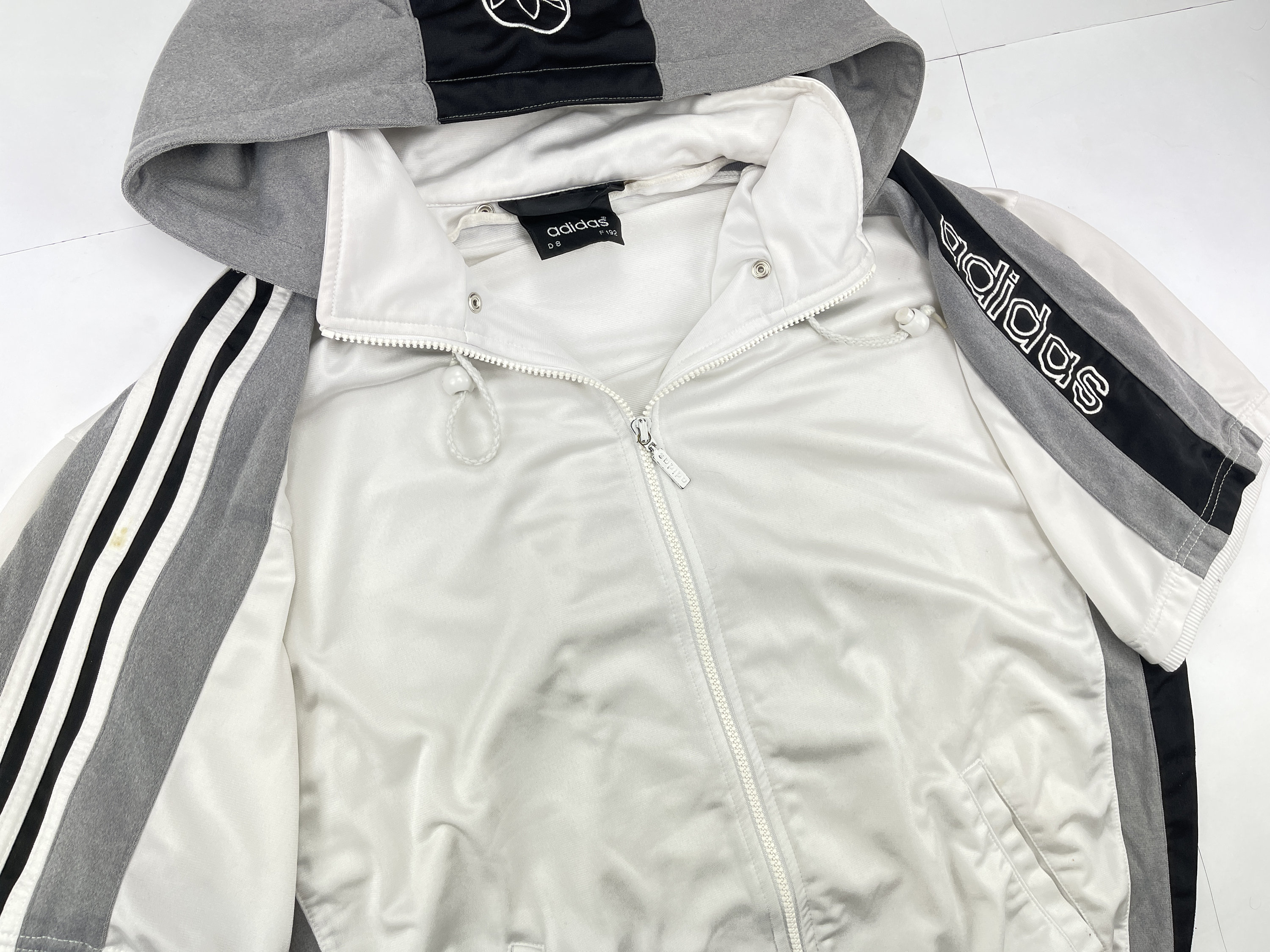 ADIDAS Trainingsanzug, weiß, Vintage Trainingsanzug Jacke Hose Set, 90er  Jahre Hip-Hop-Kleidung, 1990er Jahre Hip-Hop Alte Schule Basketball Herren  Größe L große D8