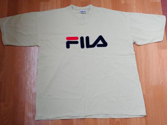 Fila T Shirt Vintage Beige Shirt 90s Hip Hop Clothing Old Etsy