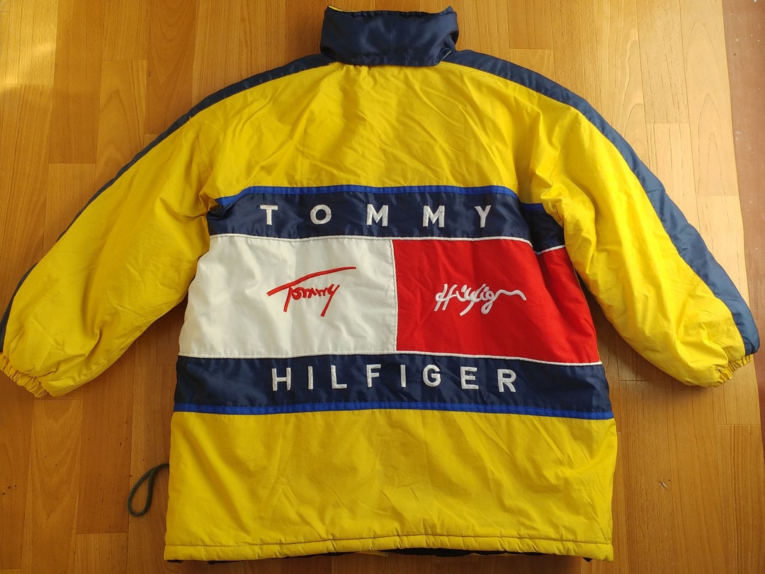 Tommy Hilfiger Jacket, Yellow Vintage Big Logo Tommy, 90s Hiphop