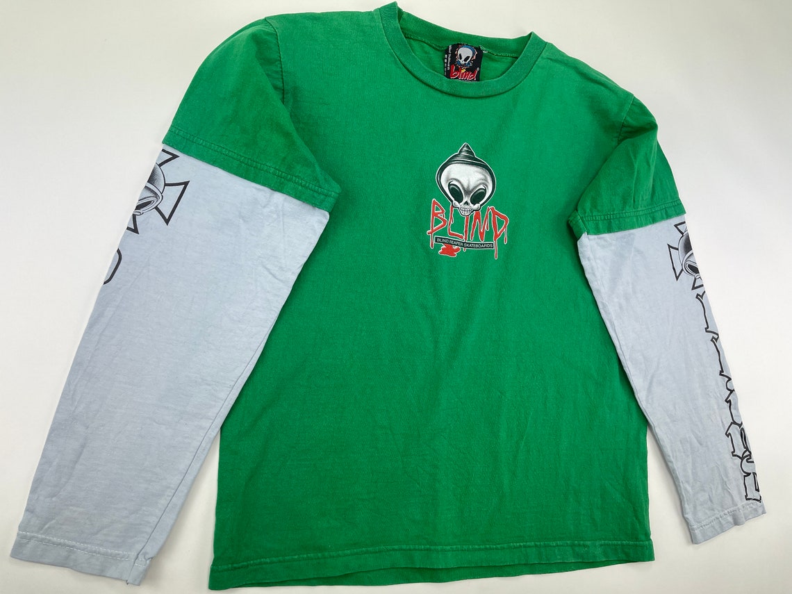 Blind Skateboards Tshirt Vintage Green Jersey 90s Hip Etsy