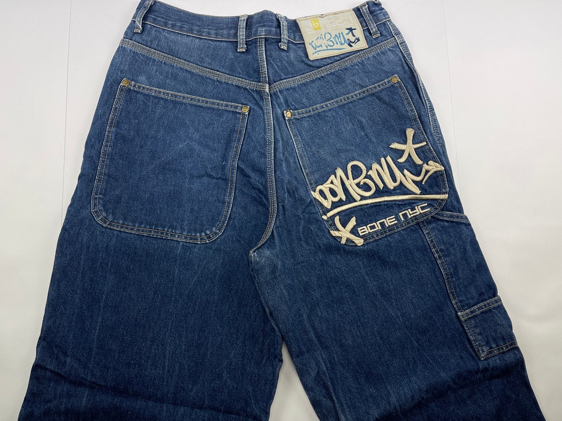 Bone NY jeans blue vintage baggy pants 90s hip hop | Etsy