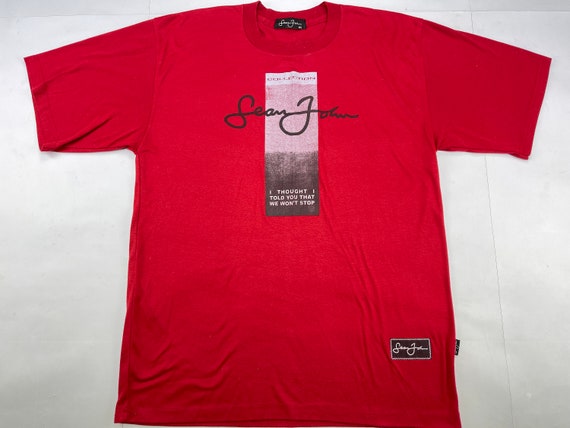 Sean John T-shirt, Red, Vintage Hip-hop Jersey, 90s Hip Hop, 1990s