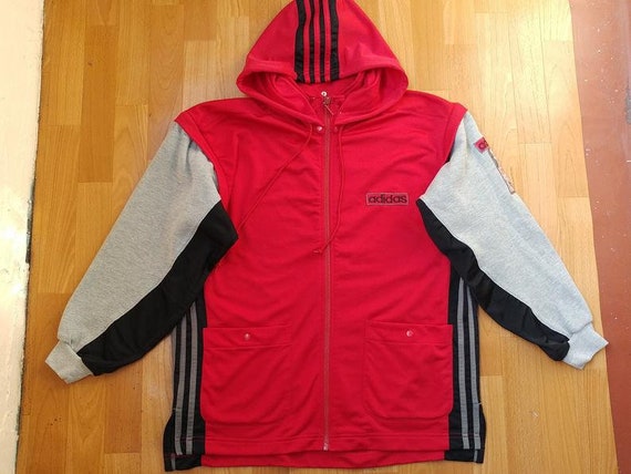 SUDADERA CON CAPUCHA ADIDAS sudadera roja vintage hip hop de | Etsy México