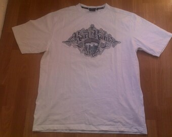 KARL KANI t-shirt, vintage shirt of 90s hip-hop clothing, 1990s hip hop, gangsta rap, white, sewn, old school, size L Large