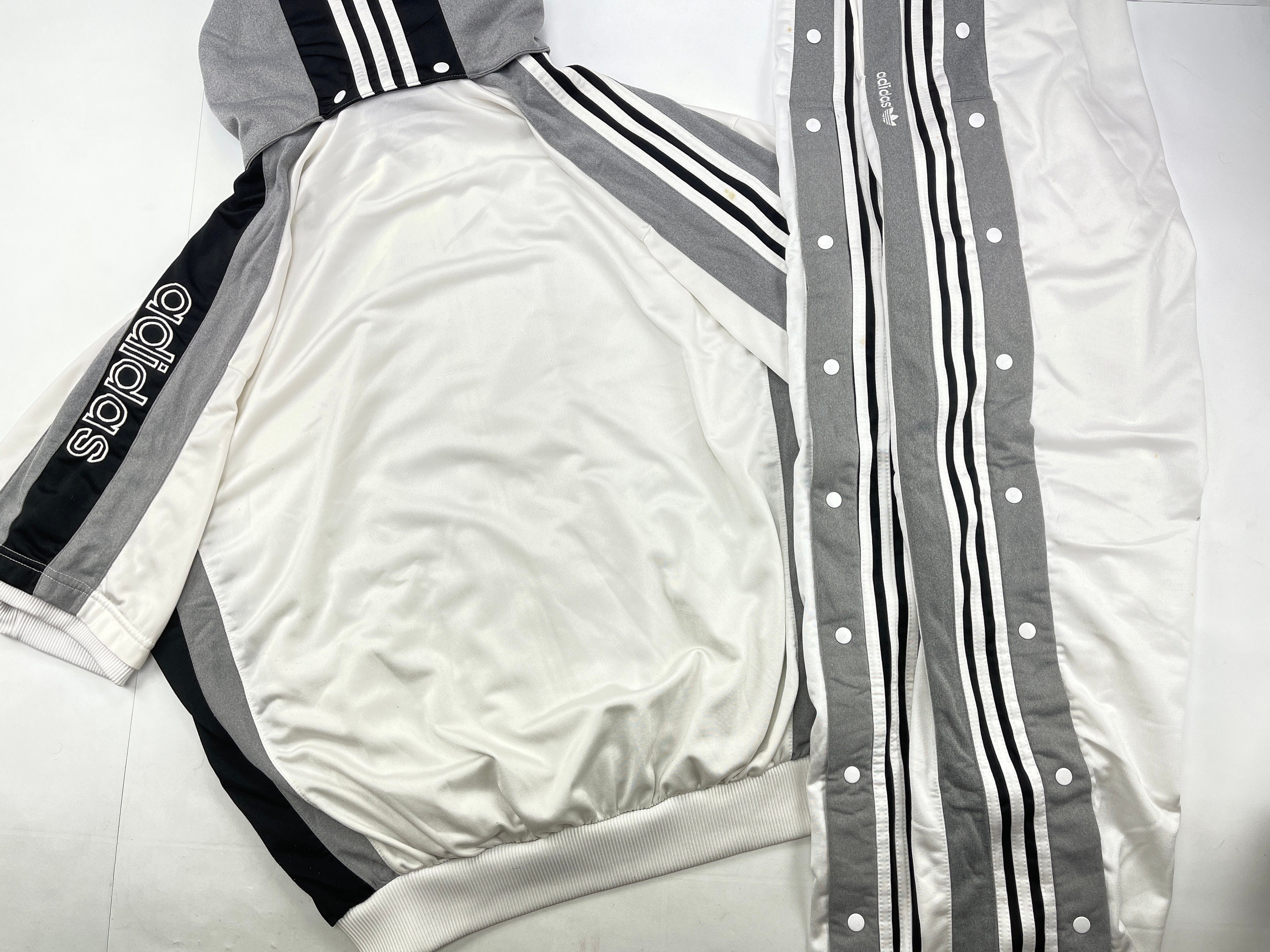 ADIDAS Trainingsanzug, weiß, Vintage Trainingsanzug Jacke Hose Set, 90er  Jahre Hip-Hop-Kleidung, 1990er Jahre Hip-Hop Alte Schule Basketball Herren  Größe L große D8