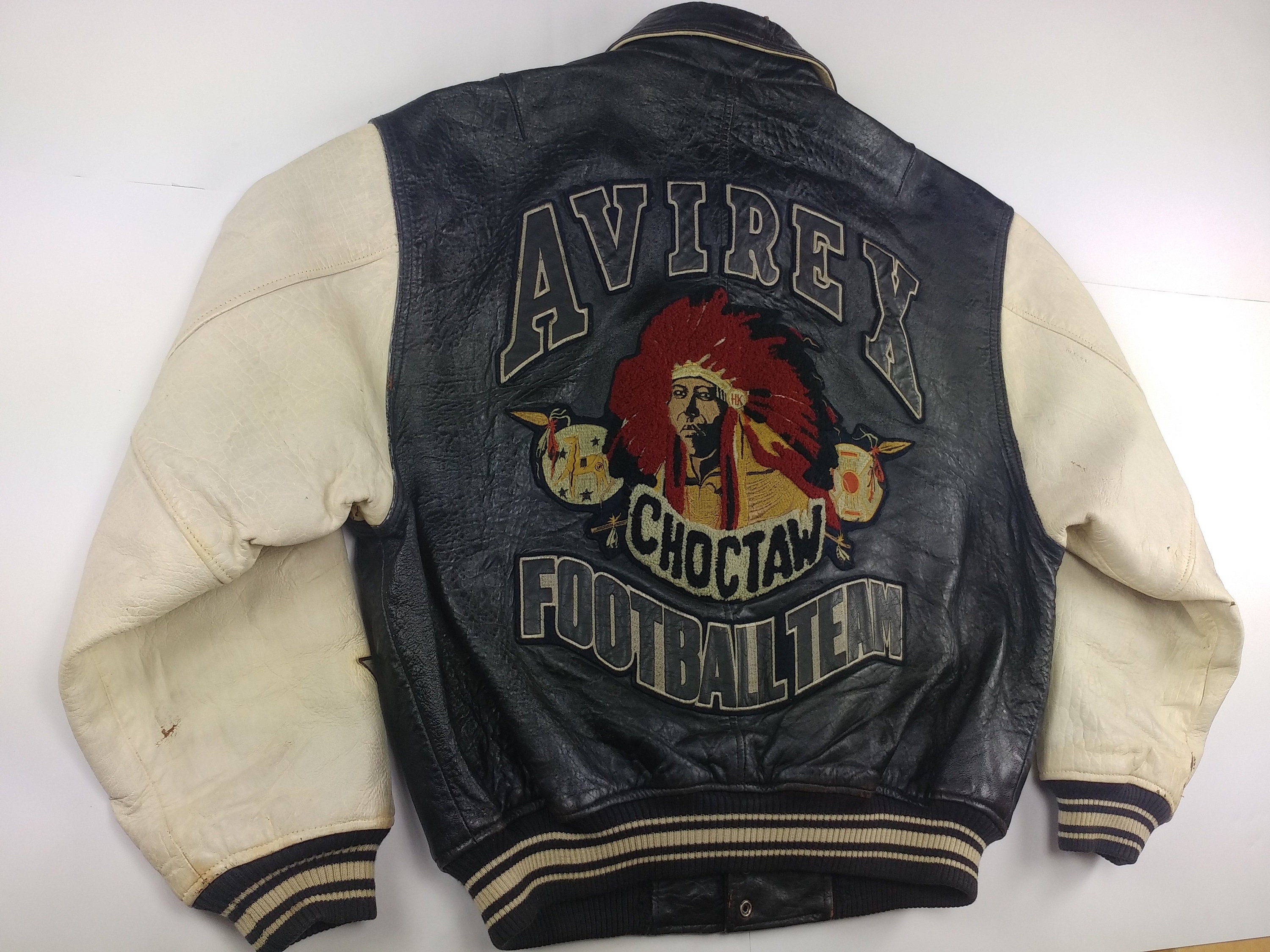 AVIREX leather jacket Choctaw Football Team black vintage | Etsy