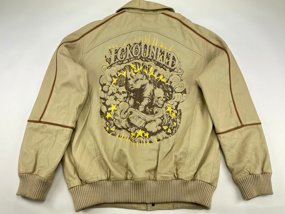 ECKO UNLTD Leather Jacket Beige Vintage Ecko Jacket 90s Hip Etsy