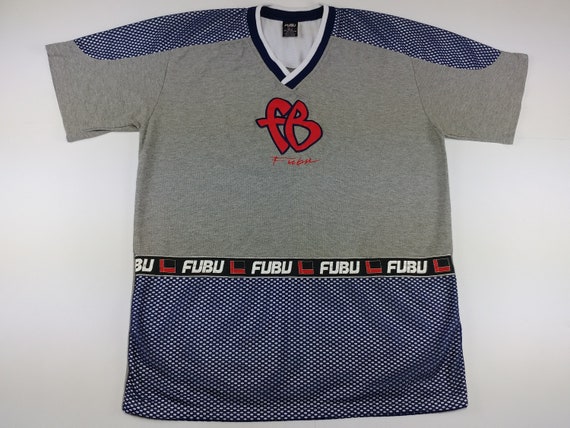 FUBU jersey, gray, vintage hip hop t-shirt, 90s hi