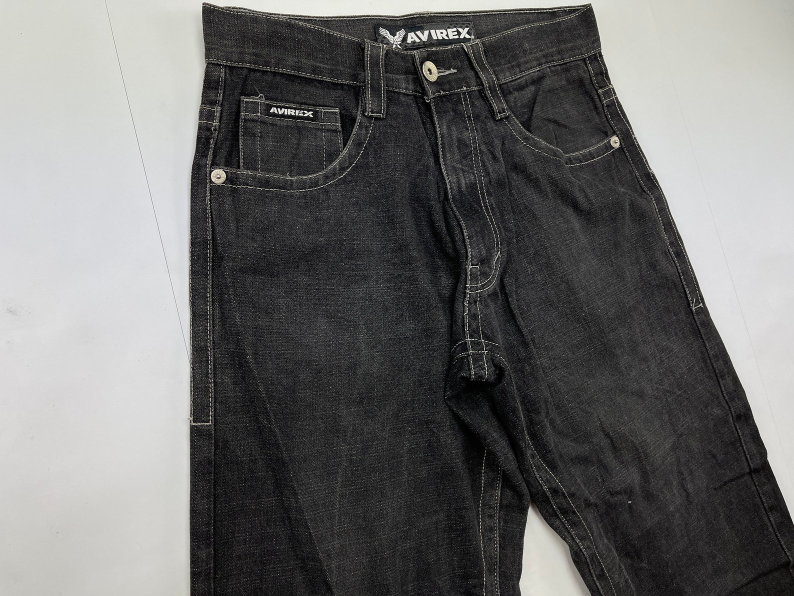 Avirex jeans black vintage baggy jeans 90s hip hop | Etsy