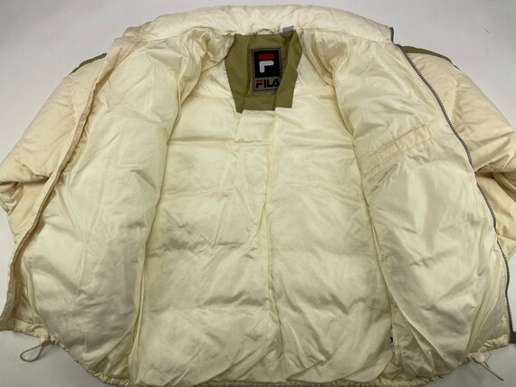 FILA jacket, beige, down, vintage puffer jacket, 90s … - Gem