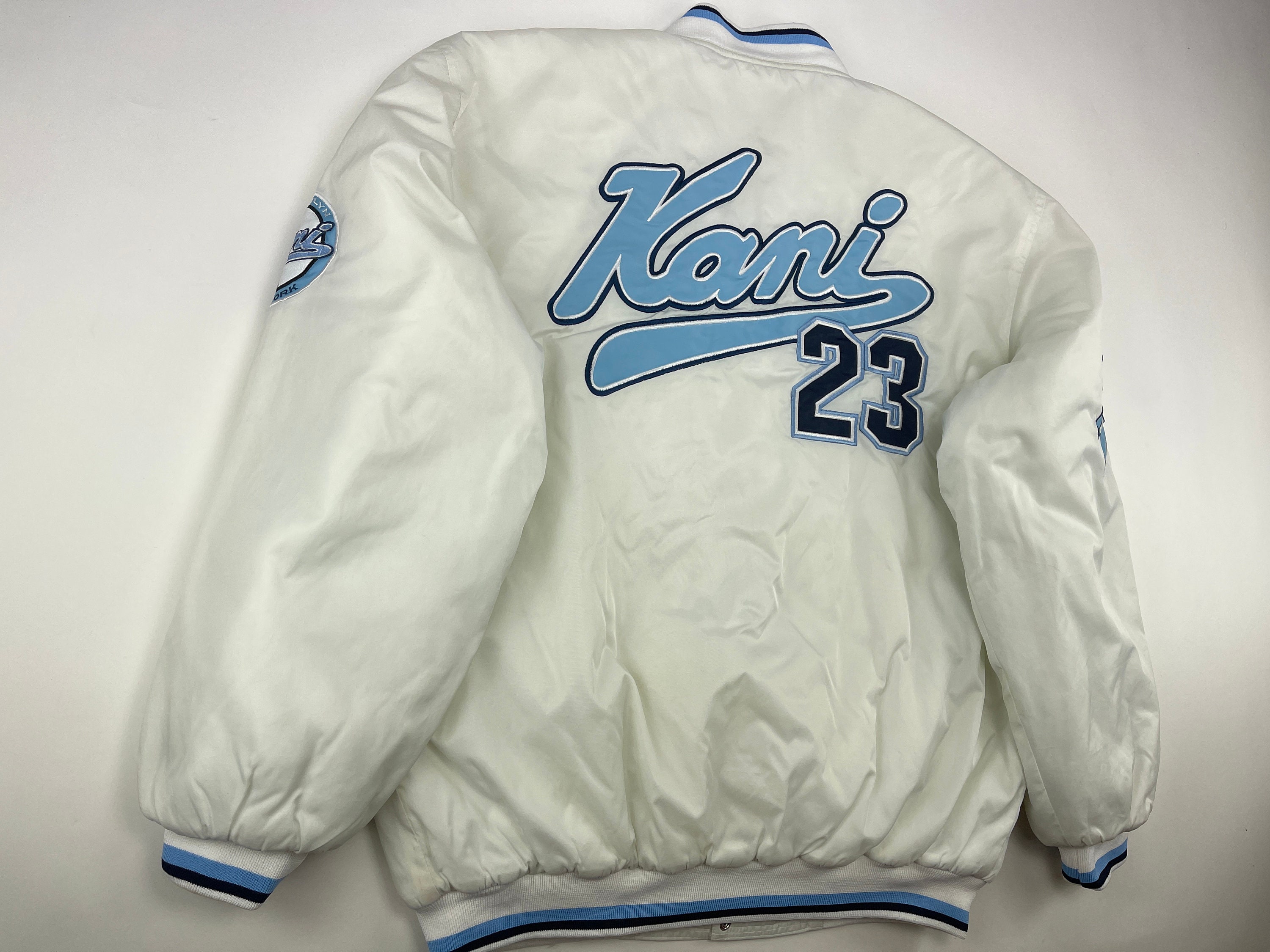 Karl Kani Brooklyn Varsity Spell Out Jacket Blue Size M 90s 