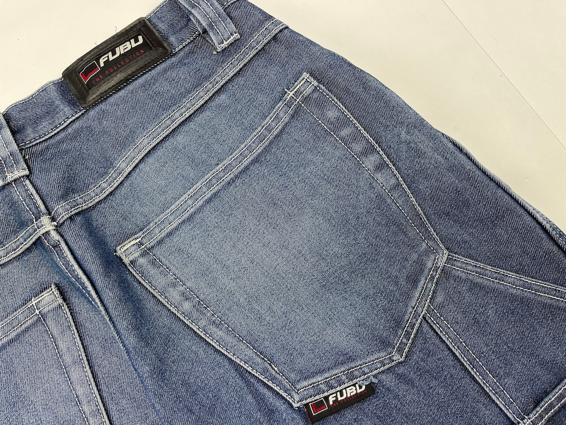 shiny baggy jeans