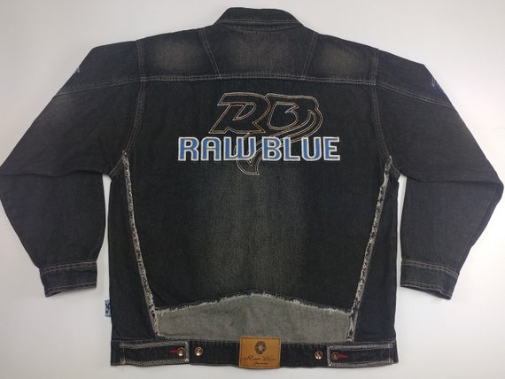 Raw Blue Jacket Black Vintage Denim Jacket 90s Hip Hop 