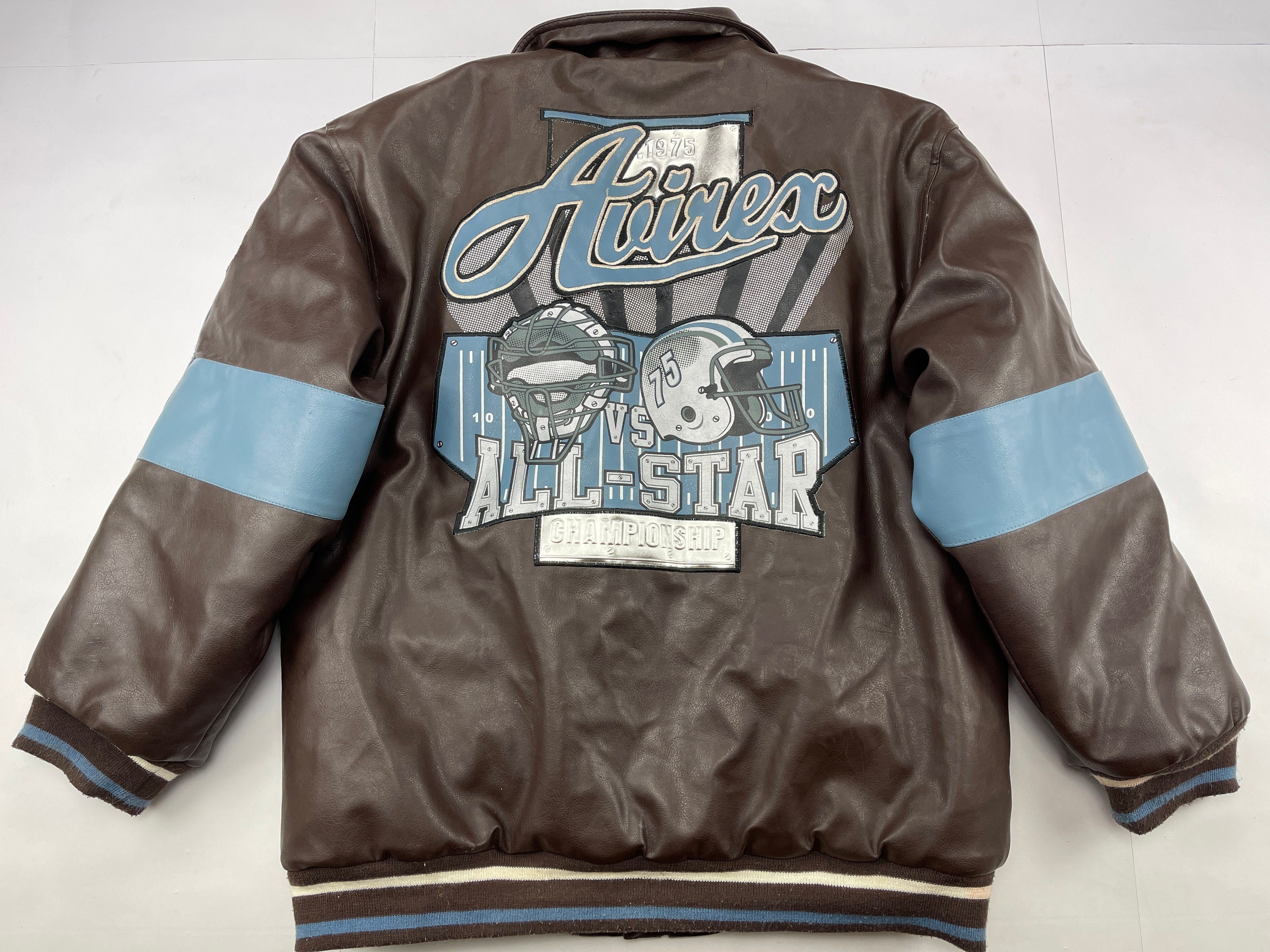 AVIREX Faux Leather Jacket Vintage Brown Coat 90s Hip Hop - Etsy