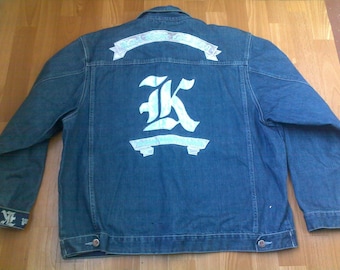 KARL KANI jacket, vintage Kani jacket, Brooklyn denim jacket, old school 90s hip-hop clothing, 1990s hip hop shirt, og, gangsta rap, size L