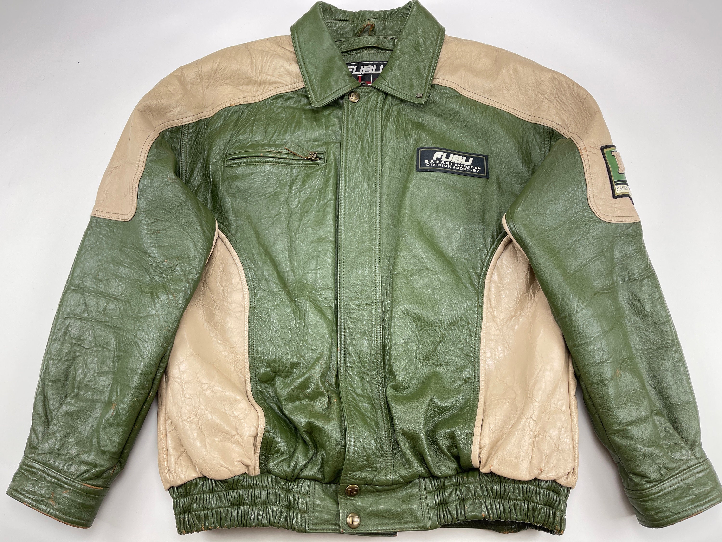 FUBU Leather Jacket Green Vintage Fubu 