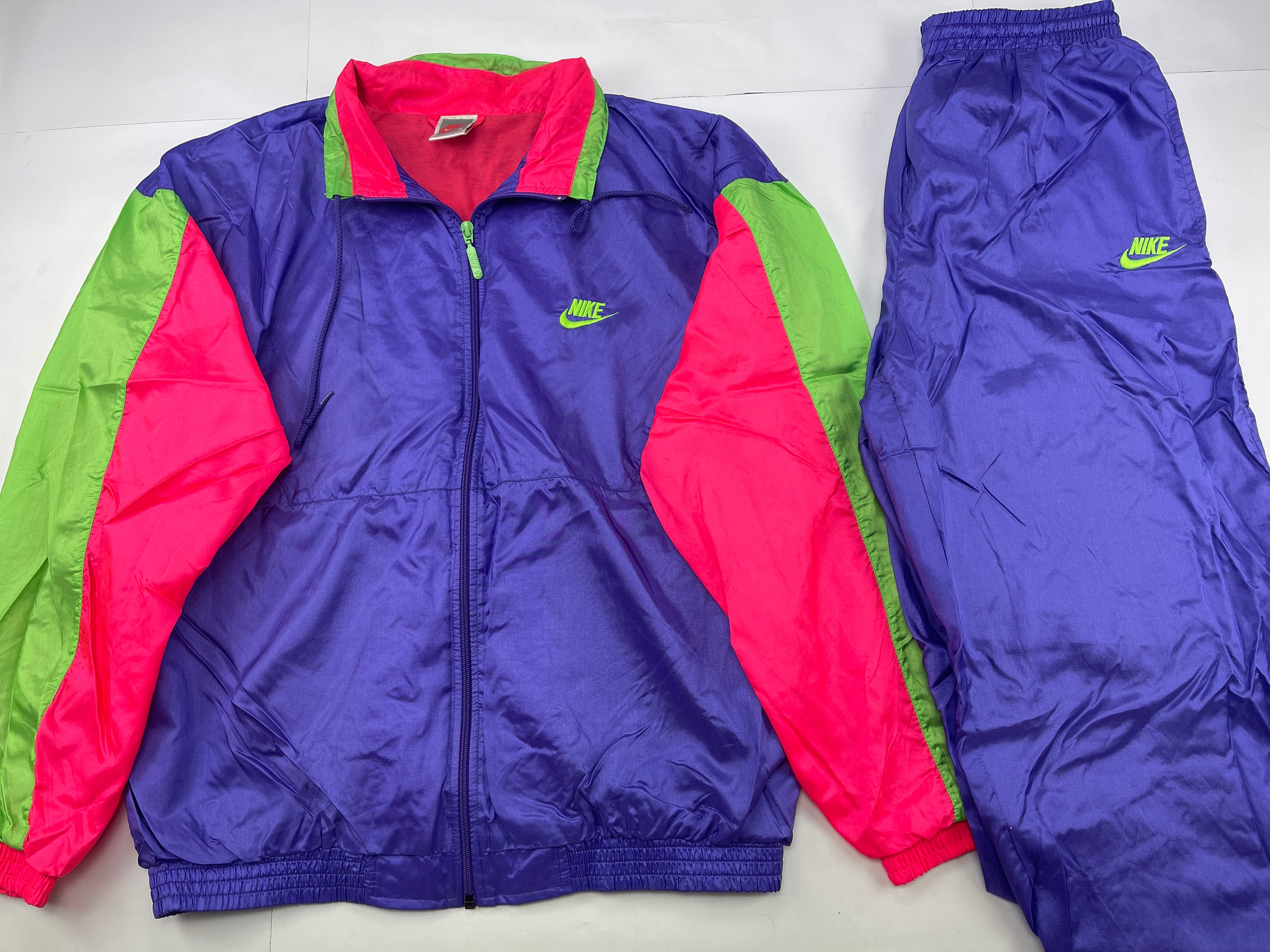 Nike Tracksuit Neon Blue Vintage Track Suit Jacket Pants - Etsy