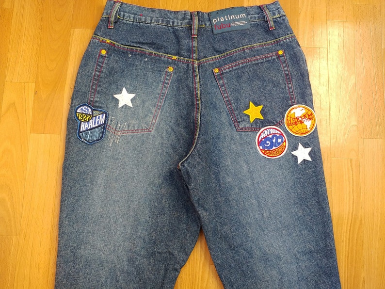 90s hip-hop clothing Platinum FUBU jeans rap 1990s hip hop size W 32 old school streetwear Harlem Globetrotters vintage baggy pants