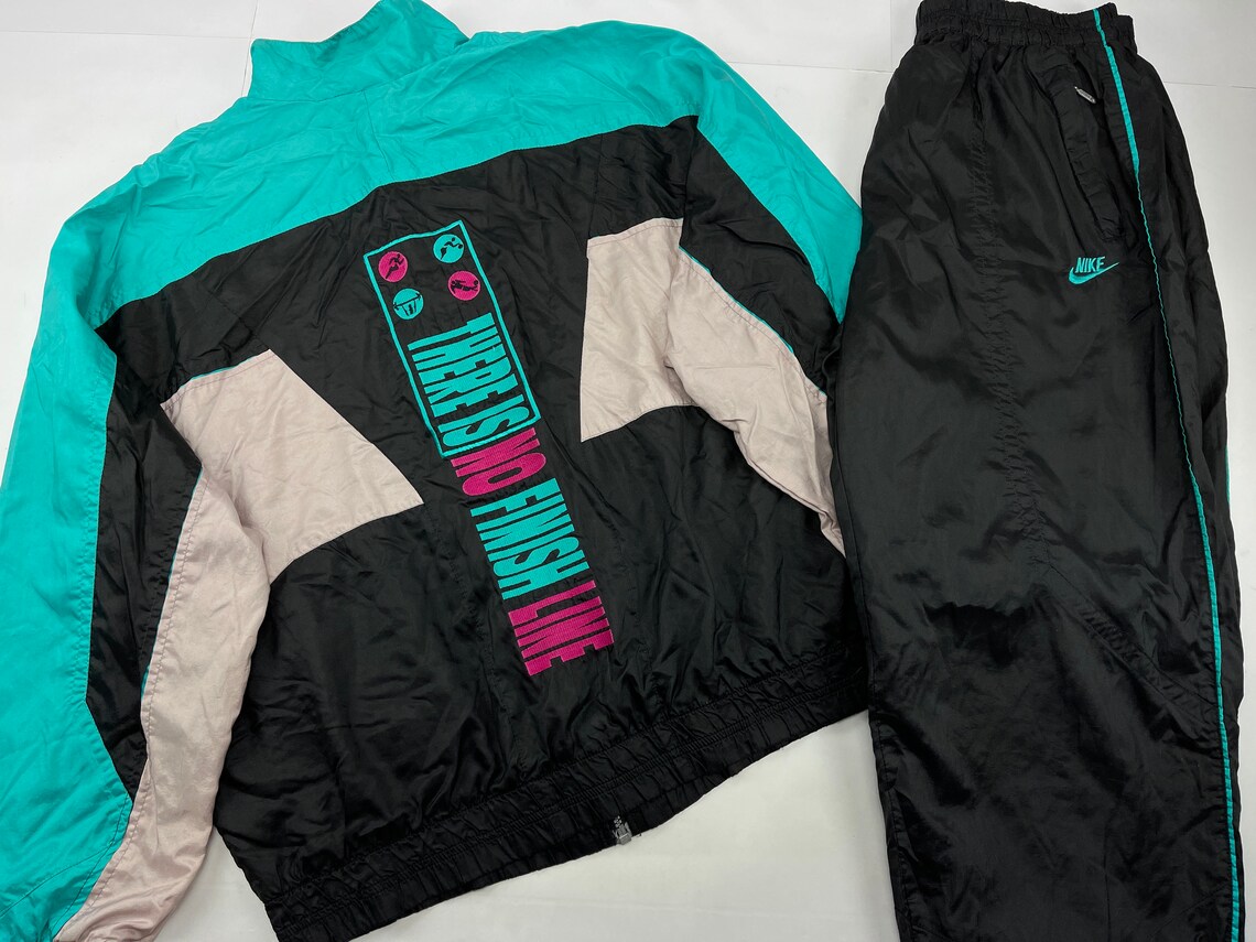 Nike Tracksuit Neon Green Vintage Track Suit Jacket Pants Etsy