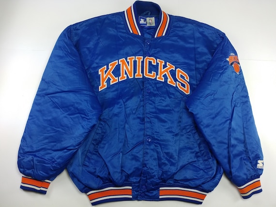 Shop Starter New York Knicks Remix Satin Jacket LS130459-NYK blue