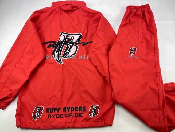 Ruff Ryders tracksuit, red, vintage track suit jacket… - Gem