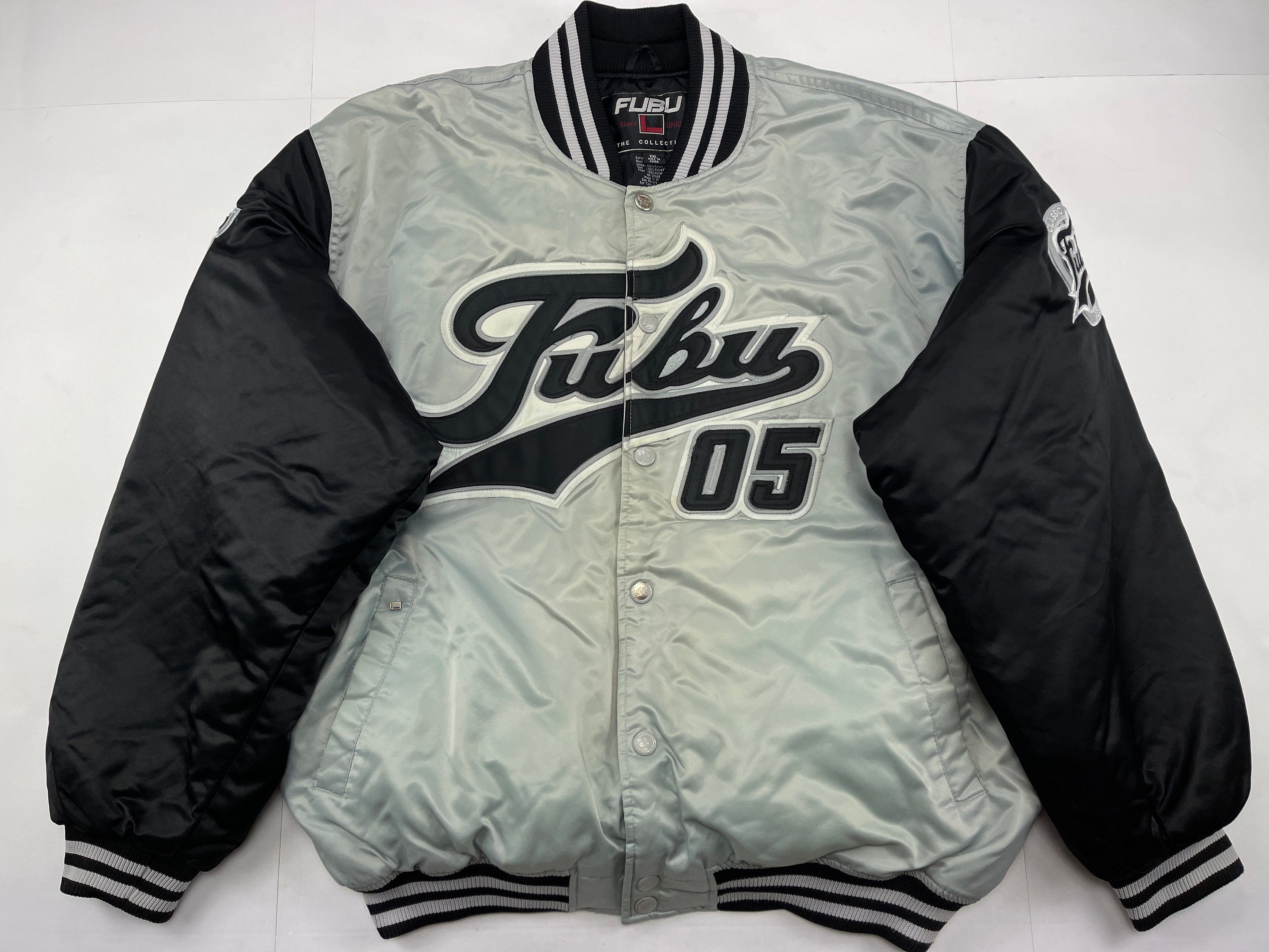 Streetwear, Etsy Clothing, College Hip Size Mens Israel Rap Jacket, - Varsity Vintage Bomber, Fashion, 1990s School FUBU Old Hop XXL Gray, 90s Hip-hop 2XL