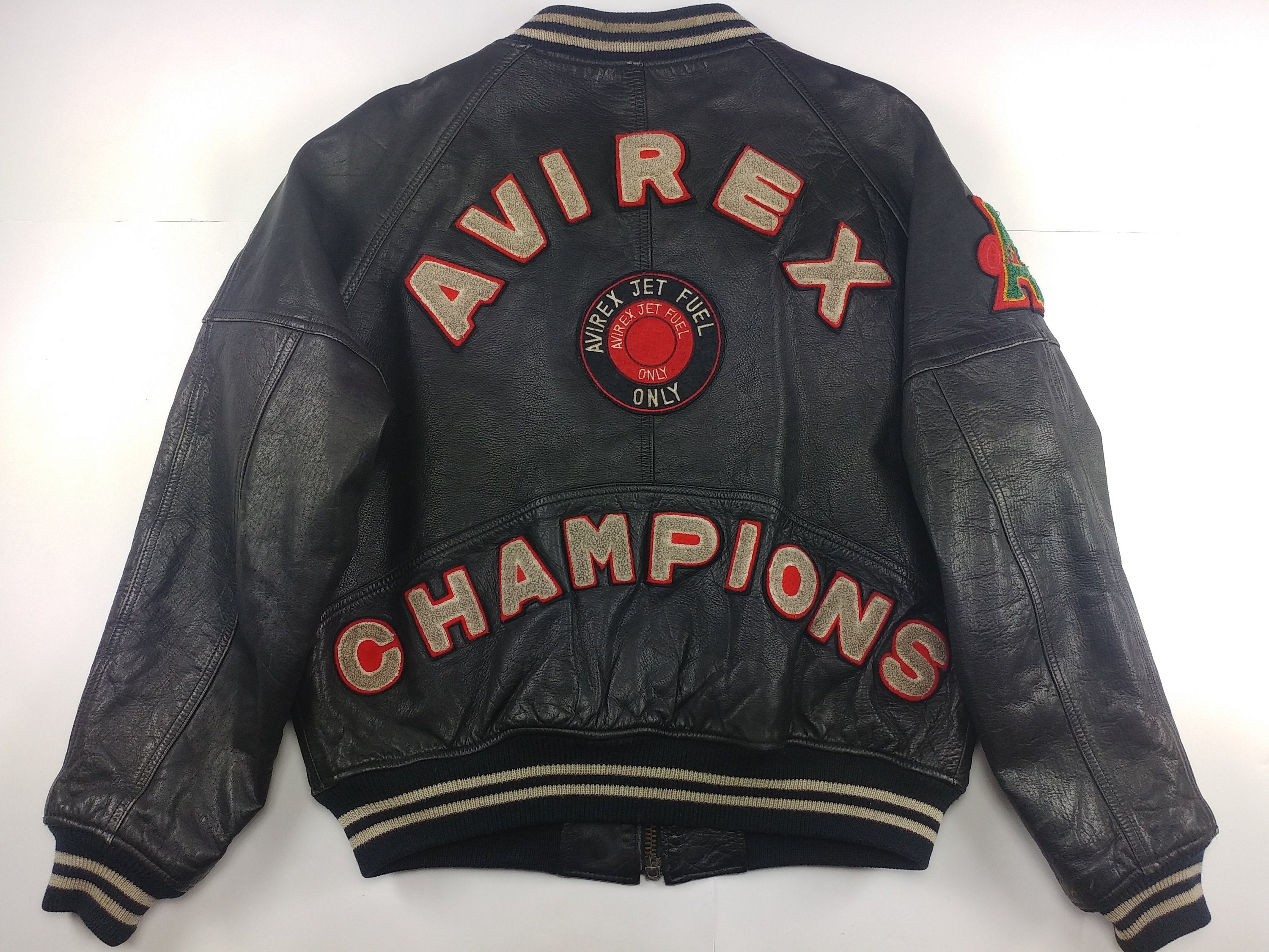 AVIREX leather jacket black vintage coat 90s hip hop - Etsy 日本