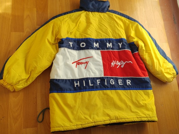 Tommy Hilfiger Jacket, Yellow Vintage Big Logo Tommy, 90s Hip-hop Clothing,  1990s Hip Hop Sailor, College Old School Streetwear Size S Small - Etsy