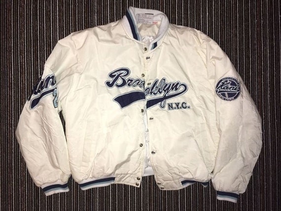 Karl Kani jacket, white Brooklyn bomber, vintage h