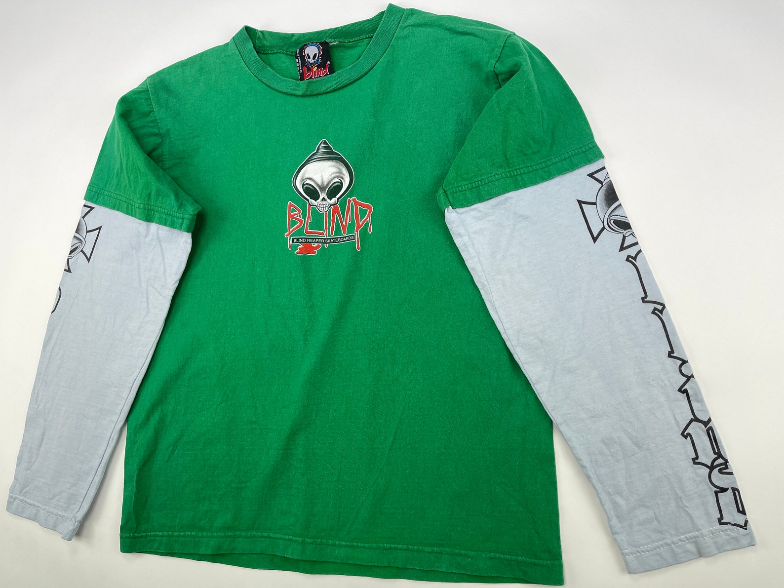 Blind Skateboards Tshirt Vintage Green Jersey 90s Hip Etsy
