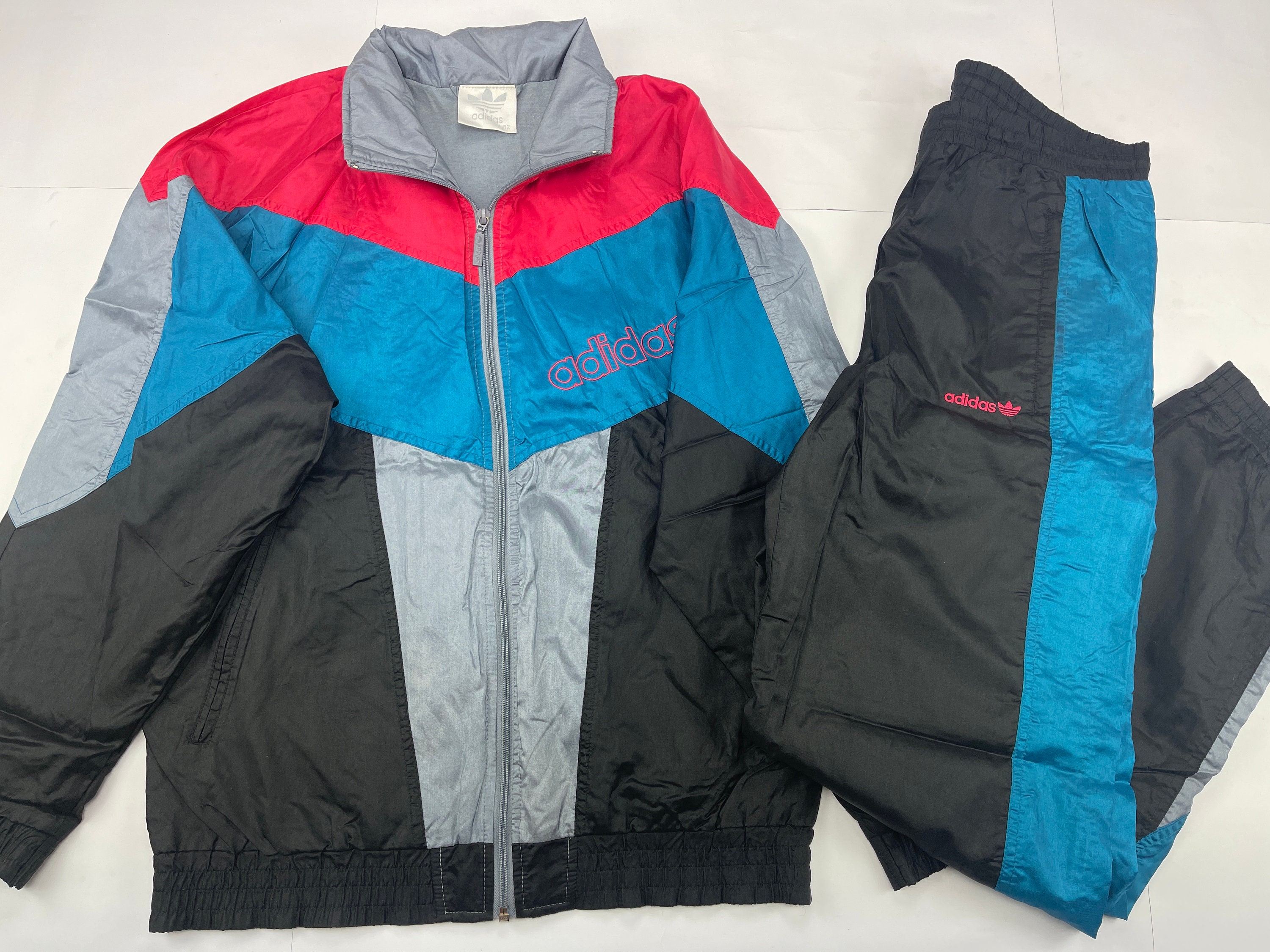 ADIDAS tracksuit black vintage track suit jacket pants set | Etsy