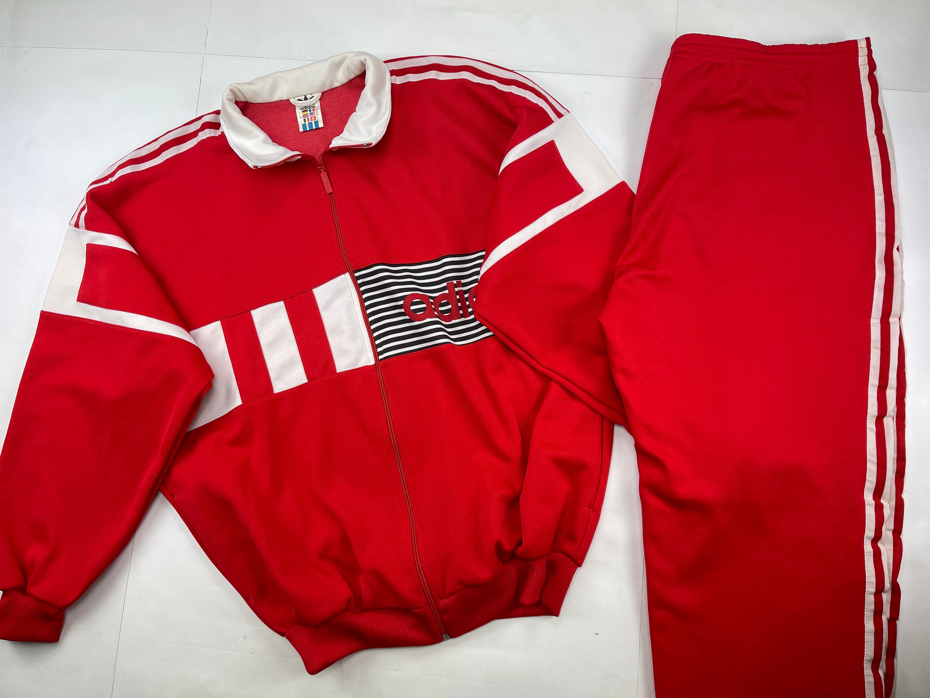 ADIDAS Red Vintage Track Suit Jacket Pants Set 80s - Etsy Israel