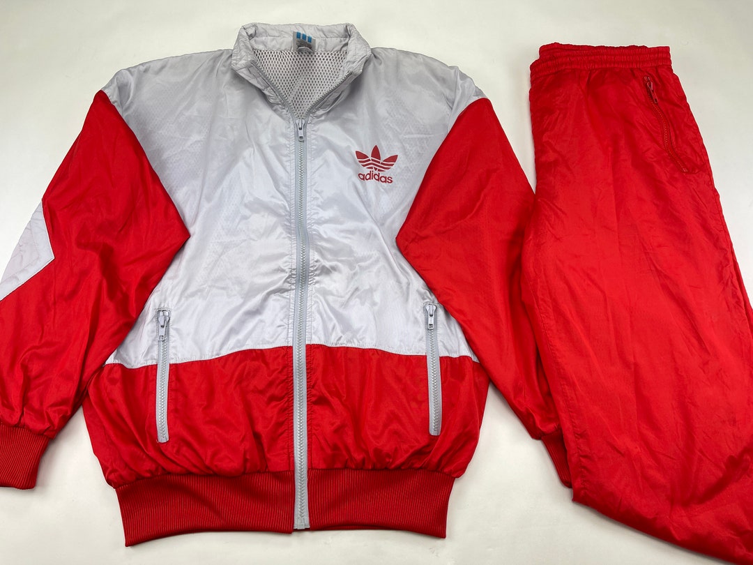 ADIDAS Tracksuit Red Vintage Track Suit Jacket Pants Set Etsy