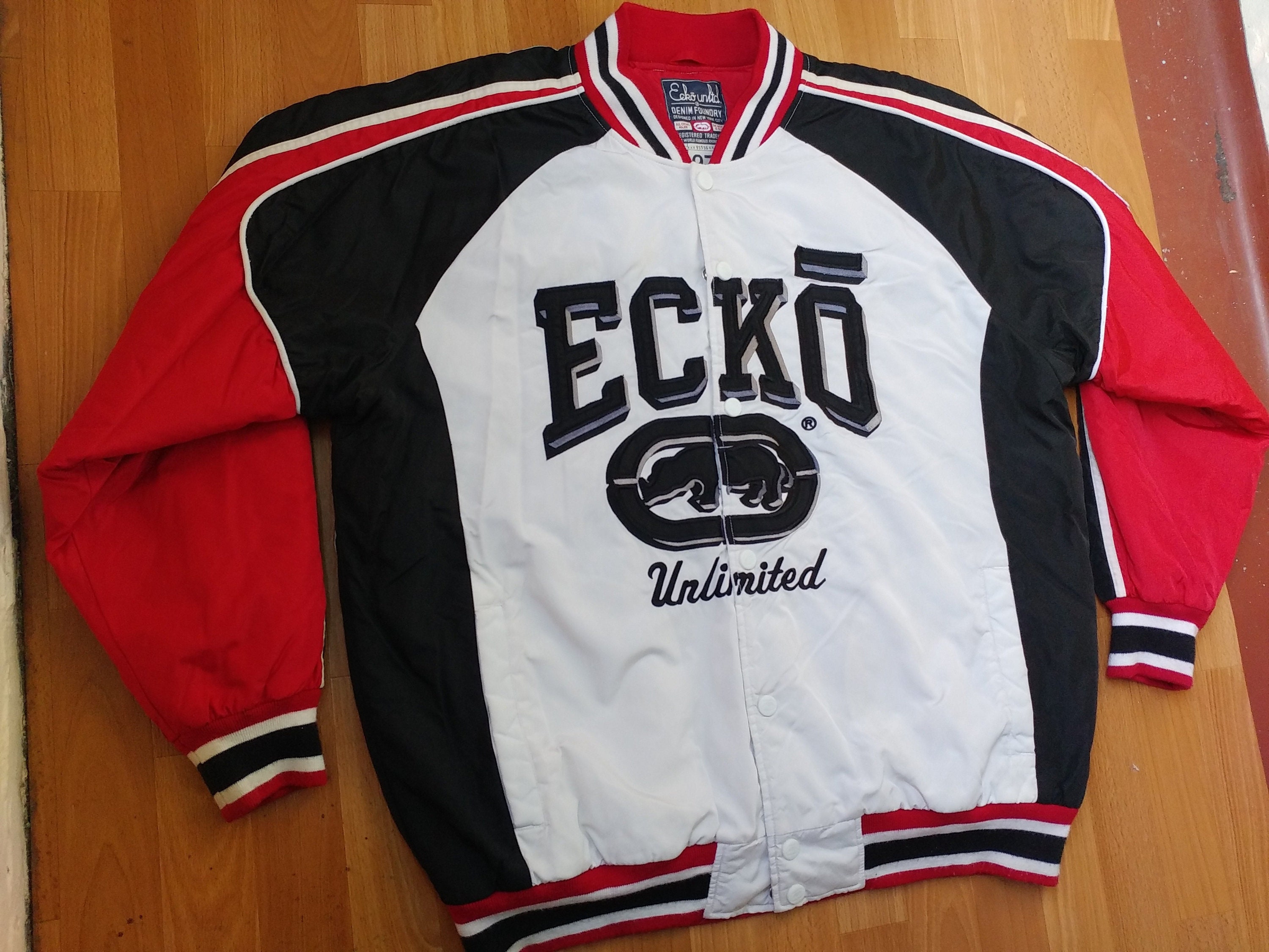 Chaqueta ECKO UNLTD chaqueta Ecko vintage de nylon blanco - Etsy