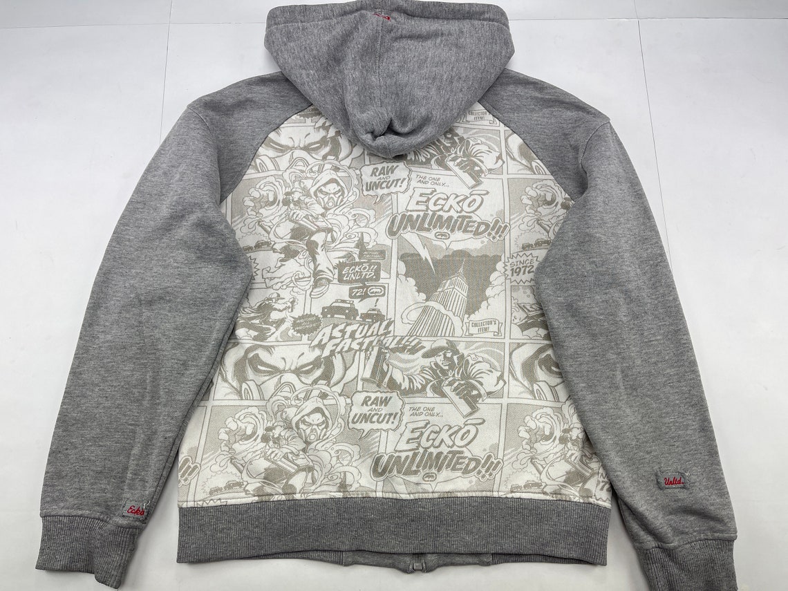 ECKO UNLTD Hoodie Gray Vintage Hip Hop Sweatshirt 90s Hip Etsy UK