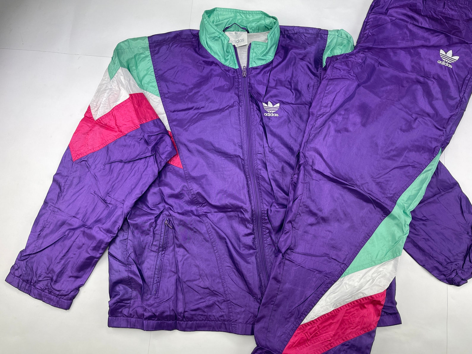 ADIDAS Tracksuit Neon Purple Vintage Track Suit Jacket Pants - Etsy