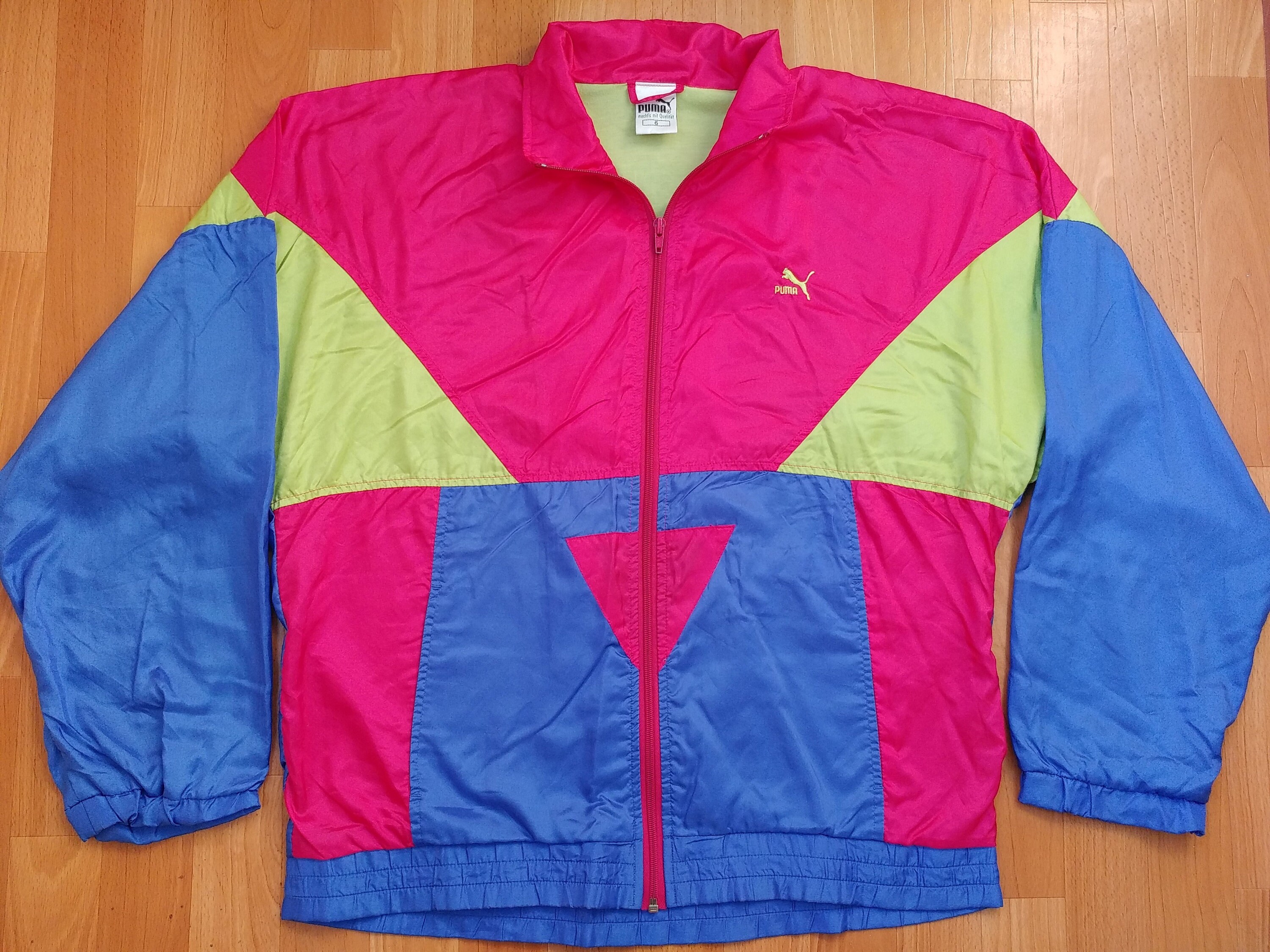 PUMA jacket neon blue red vintage track jacket 90s hip-hop | Etsy