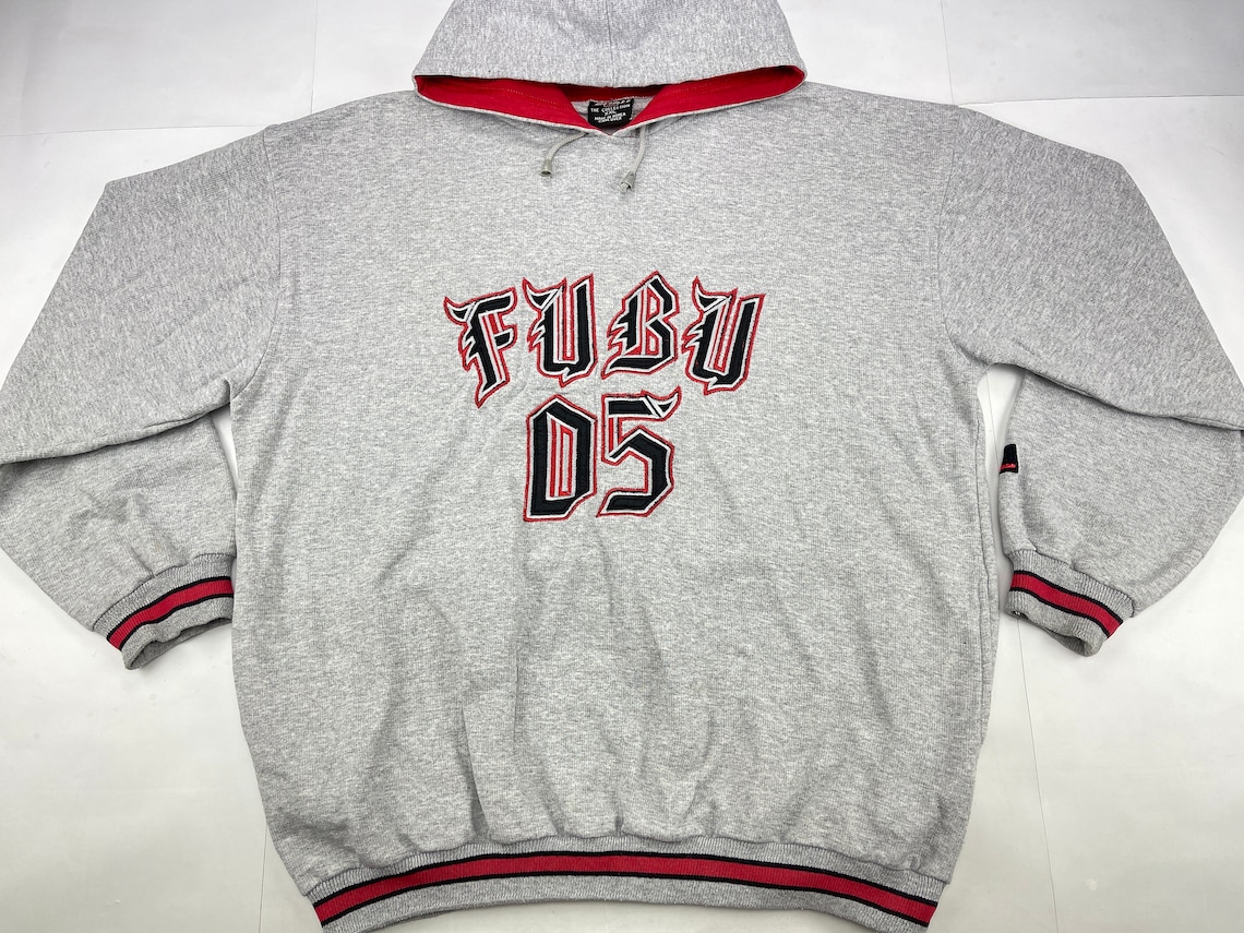 FUBU Hoodie Gray Vintage Fubu Sweatshirt 90s Hip Hop - Etsy