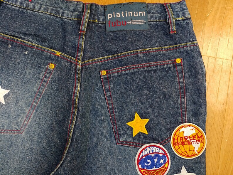 90s hip-hop clothing Platinum FUBU jeans rap 1990s hip hop size W 32 old school streetwear Harlem Globetrotters vintage baggy pants