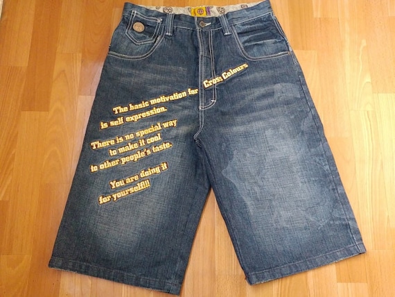 Cross Colours jeans shorts, vintage baggy 90s hip-hop… - Gem
