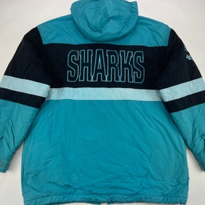 90's San Jose Sharks Starter Script NHL Hooded Sweatshirt Size XL