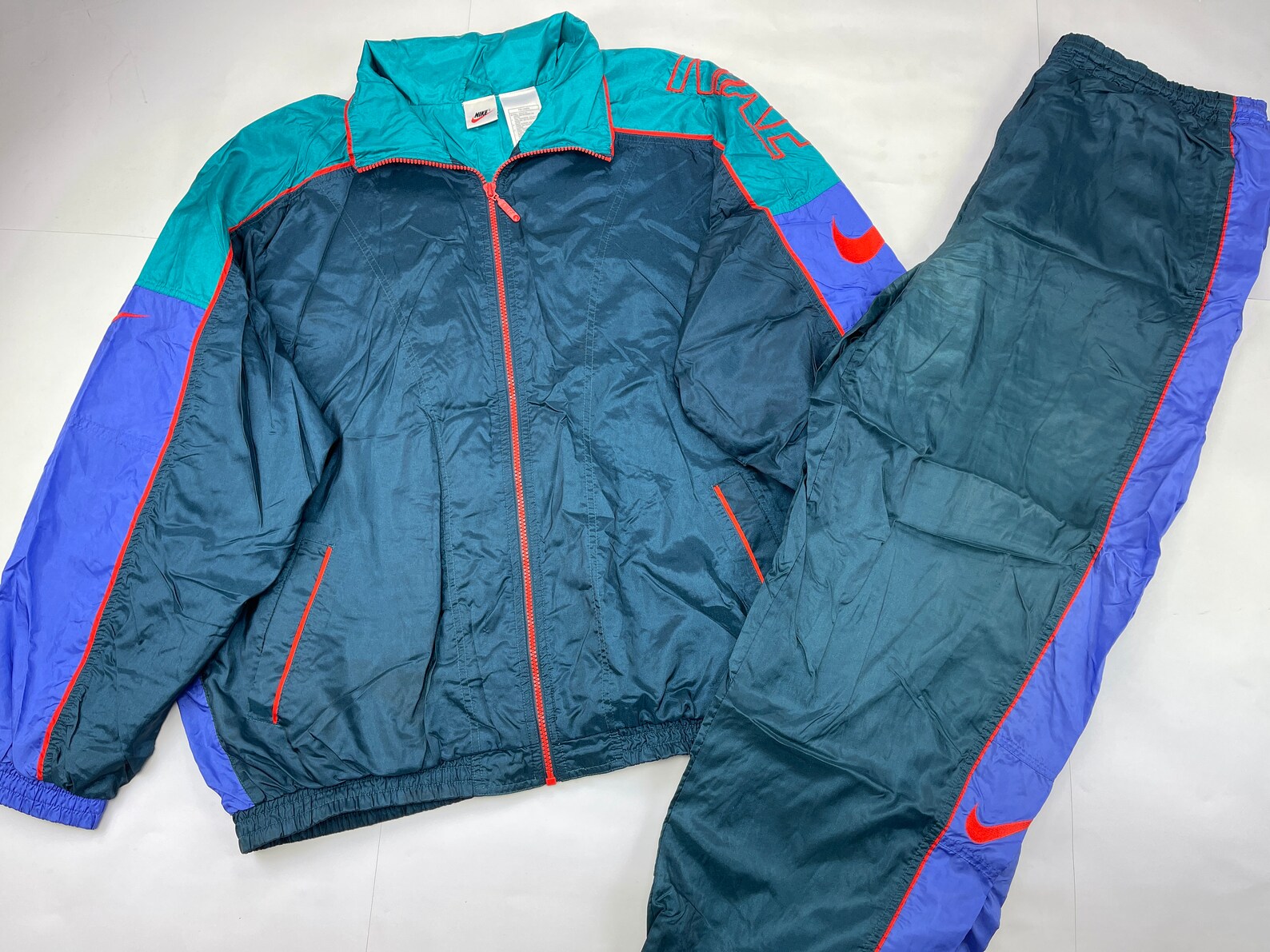 Nike tracksuit neon green vintage track suit jacket pants Etsy