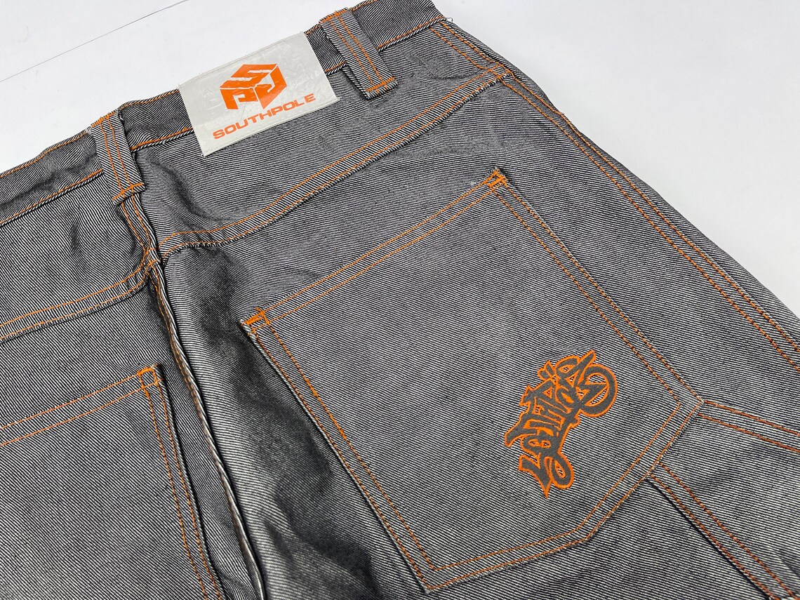 shiny baggy jeans