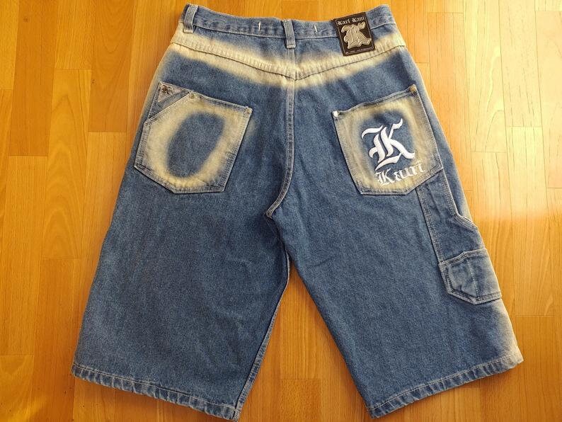 KARL KANI Shorts Blue Hip Hop Jeans 