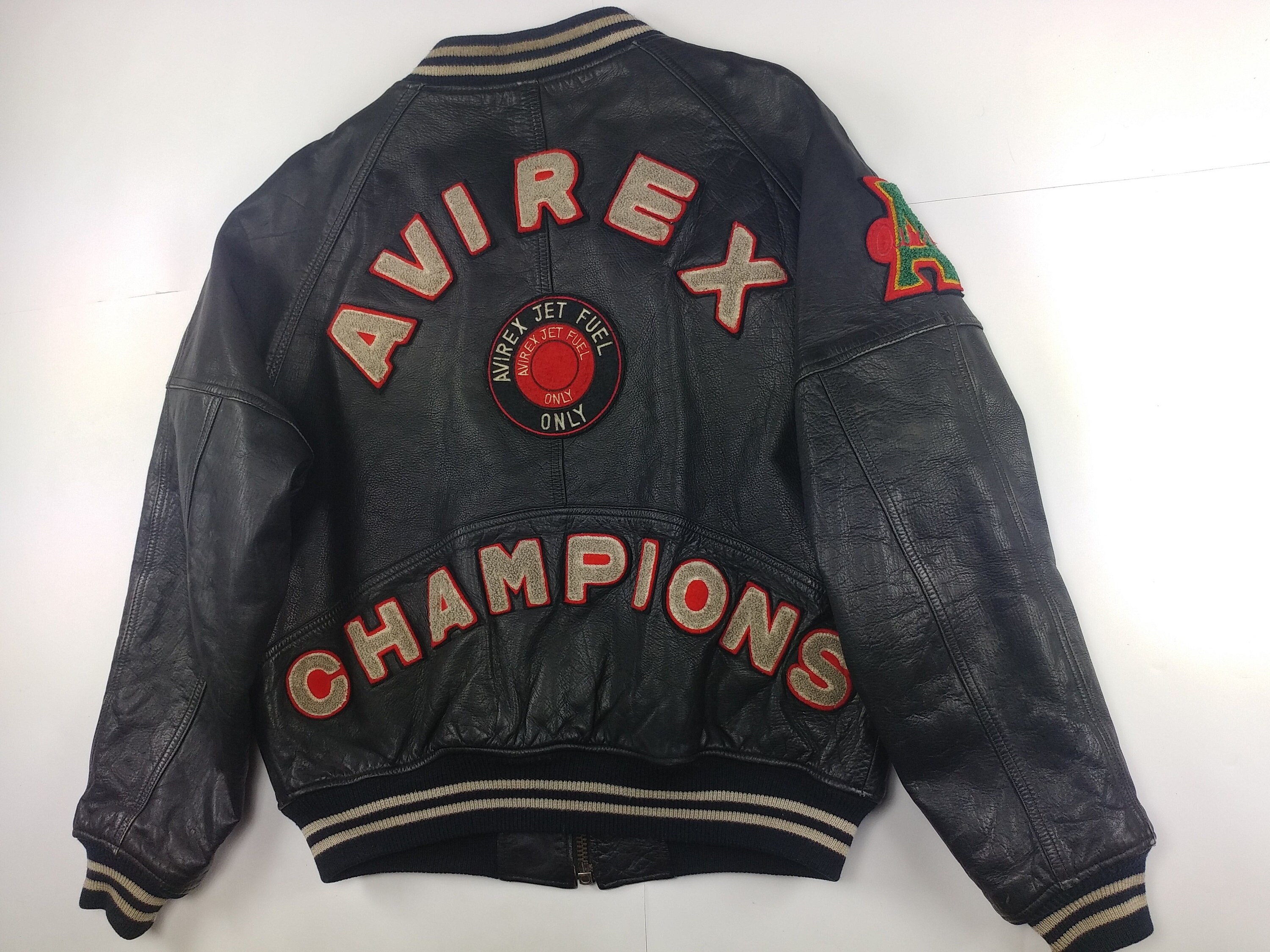 AVIREX Leather Jacket Black Vintage 