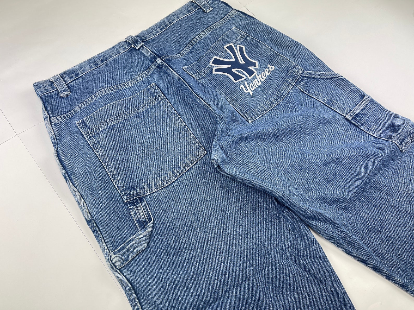 New York Yankees Jeans Vintage Basketball Pants 90s Hip Hop Etsy