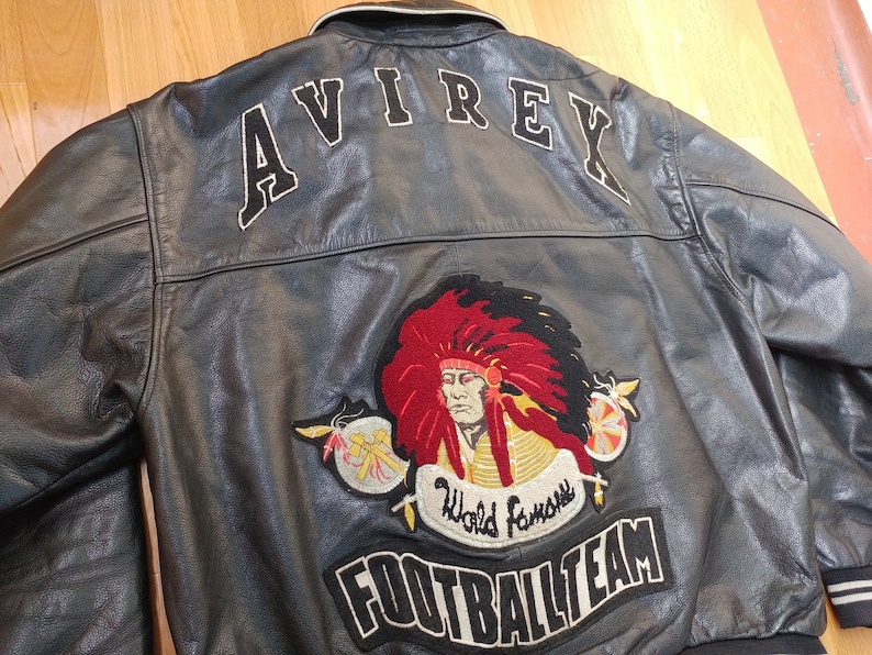 AVIREX leather jacket 1988 vintage black leather coat 90s | Etsy