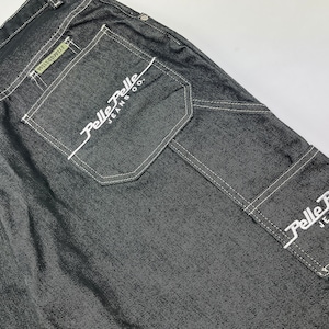 Pelle Pelle Jeans Shiny Black Silver Metallic Vintage Baggy - Etsy